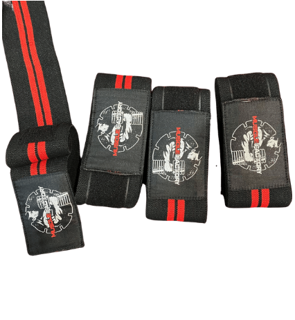 Muscle Factory 2 in 1 Knee and Elbow Straps Strong Velcro Elastic Gym Bodybuilder Bodylifter