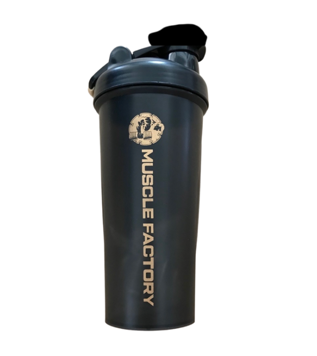 Protein Shaker Bottle | Black and Gold | Muscle Factory