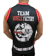 Load image into Gallery viewer, TEAM Muscle Factory Jersey Singlet | Black/Red Dri-FIT Fast Drying Technology
